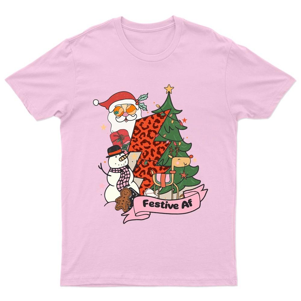 Festive Af Santa Claus TShirt Unisex Gift Retro Seasonal Funny Xmas Unisexs a