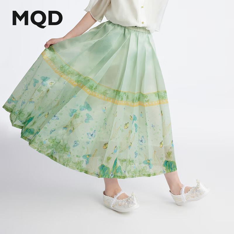 MQD Girls Chinese Style Pleated Horse-Face Skirt 160