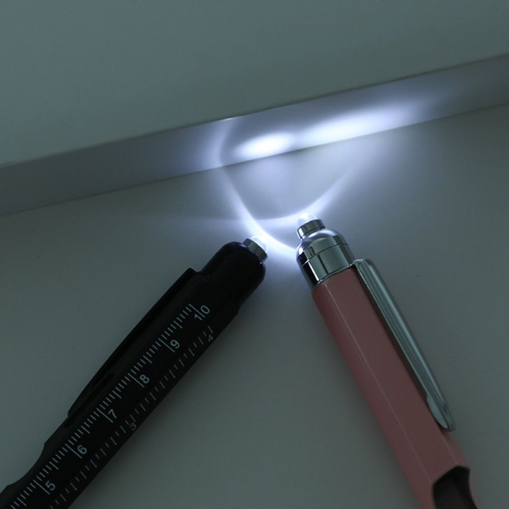 Metall-Multitool-Stift 9-in-1 Mit LED-Licht Wasserwaage Schraubendreher Lineal Kugelschreiber Holzbearbeitungsstift Bauwerkzeuge