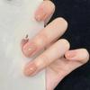 Handmade Natural Nude Press-On Nails: White Solid Short Design for Students, Easy Removal