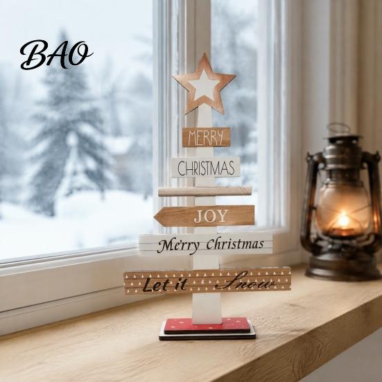 Handmade Xmas Table Centerpieces Christmas Tree Ornament, Wooden Letter Sign Decorative Ornaments Compact Stable Party Supplies for Holiday Home Decor