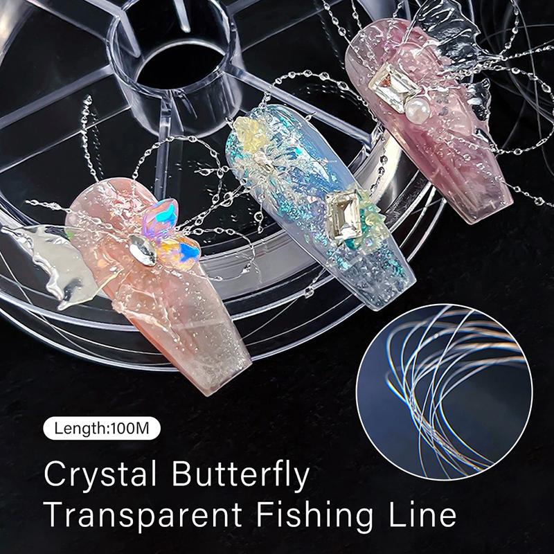 

100М Мечтательный Стиль Фея Украшение Шелковый Нейл-арт Бабочка Прозрачная Леска Аксессуары для Ногтей Блестки для Ногтей Украшение