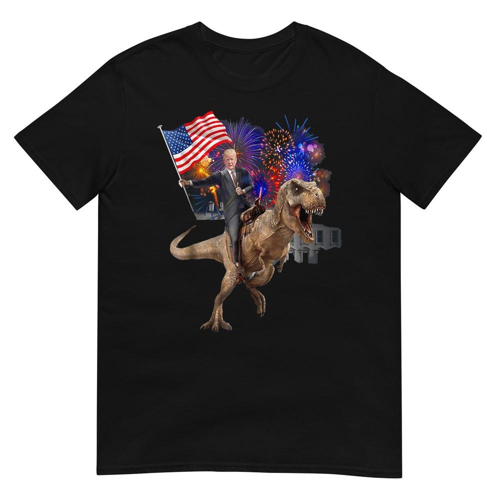 Trump Riding a Dinosaur T-rex Suppor Trump 2020 T-Shirt 2XL