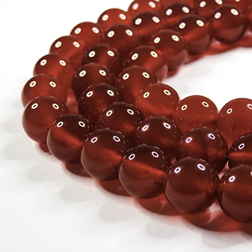 [Set of 3] Deep Red Agate Round Beads, Natural Stones, Power Stones [Smile Stone] (10mm, 3-Strand Set)