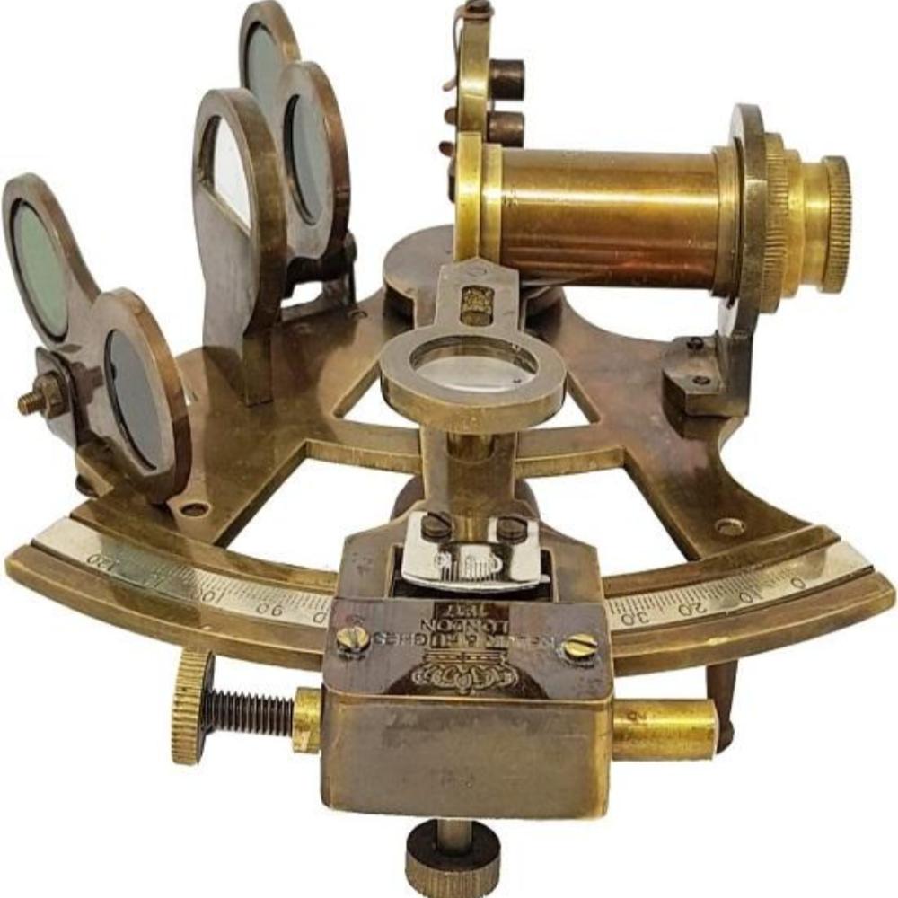 Kelvin Hughes London 1917 Messing Astrolabium Skipseksant med Læretui – 10,16 cm, Antikk Stil, Nautisk Navigasjonsverktøy