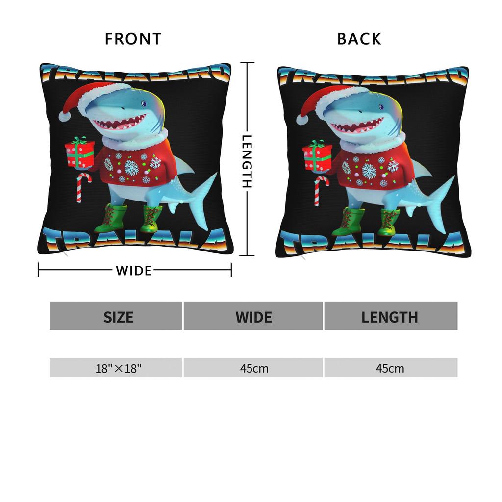 Tralalero Tralala Italian Brainrot Memes Funny Christmas Pajamas Pillow Case Cover Novelty Cushion Cover For Living Room Chair