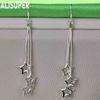 925 Sterling Silver Three Snake Chain Star Shaped Perforated Earrings Fashion Charm Wedding Jewelry