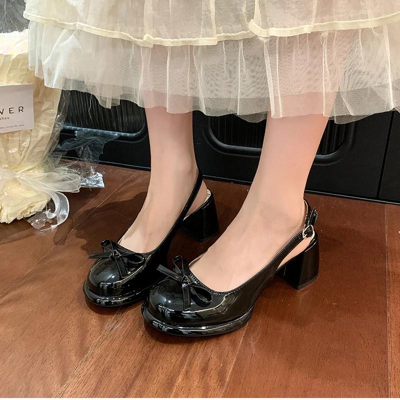 Fashion Summer Cover Toe Butterfly-knot Women Sandals Fashion Thick Heel Singbacks Shoes Ladies Outdoor Gladiator Sandalias