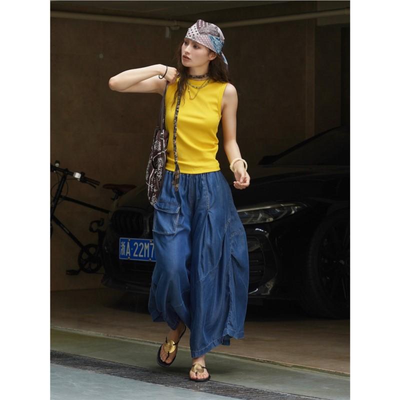 Johnature Summer Japanese Retro Wide-leg Pants Casual Soft Comfortable Trousers For Women