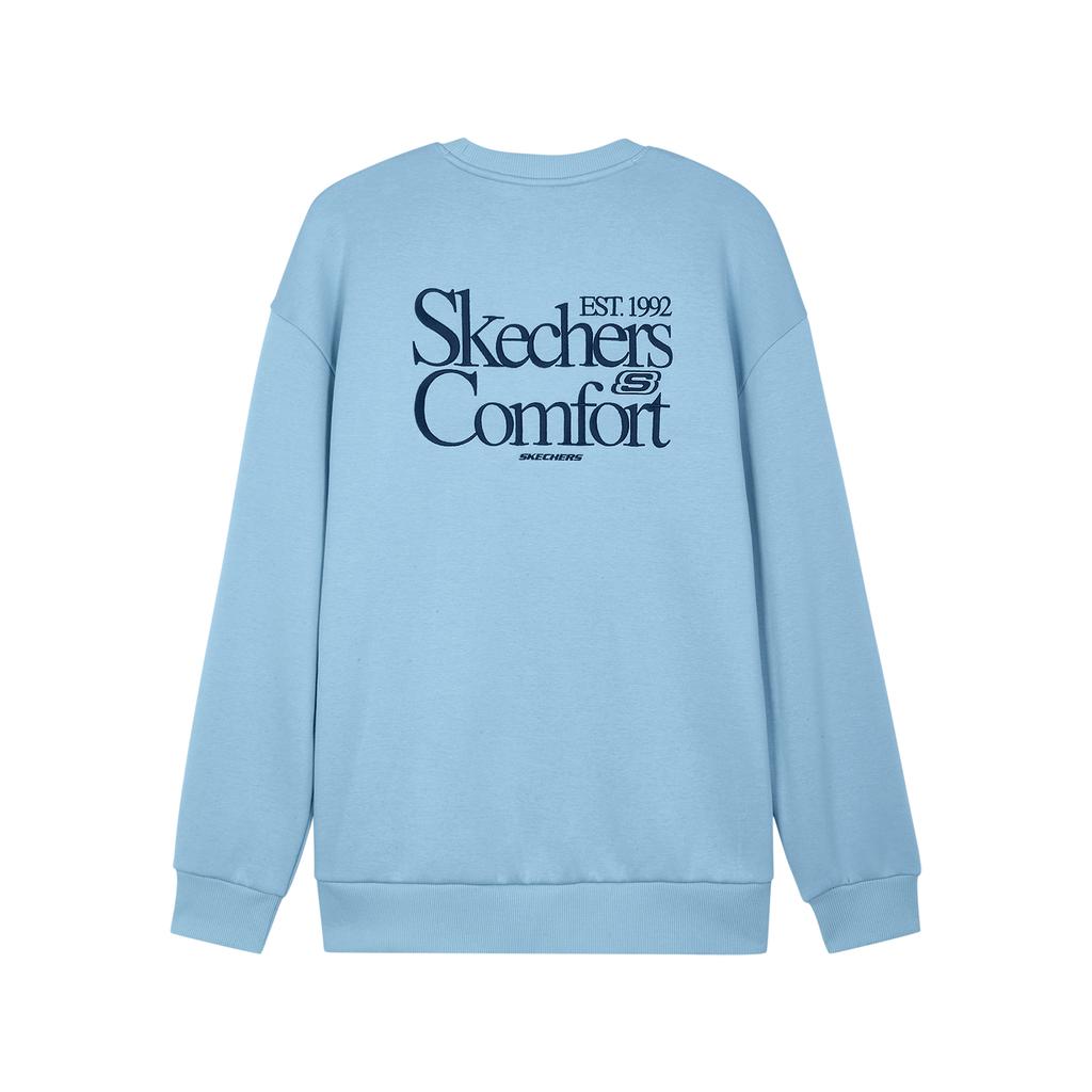 Skechers Simple College Knitted Embroidered Pullover Sweatshirt Unisex Sweatshirt Sky-Blue L324U106-04K4