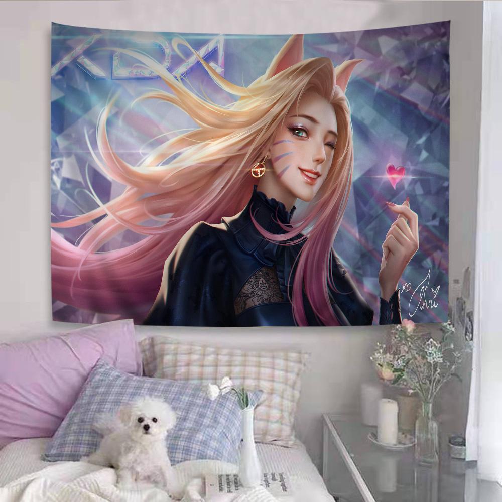 LOL KDA Ahri Akali Kaisa Seraphine Hanging Bohemian Tapestry Cheap Hippie Bohemian Wall Tapestries Mandala Wall Hanging