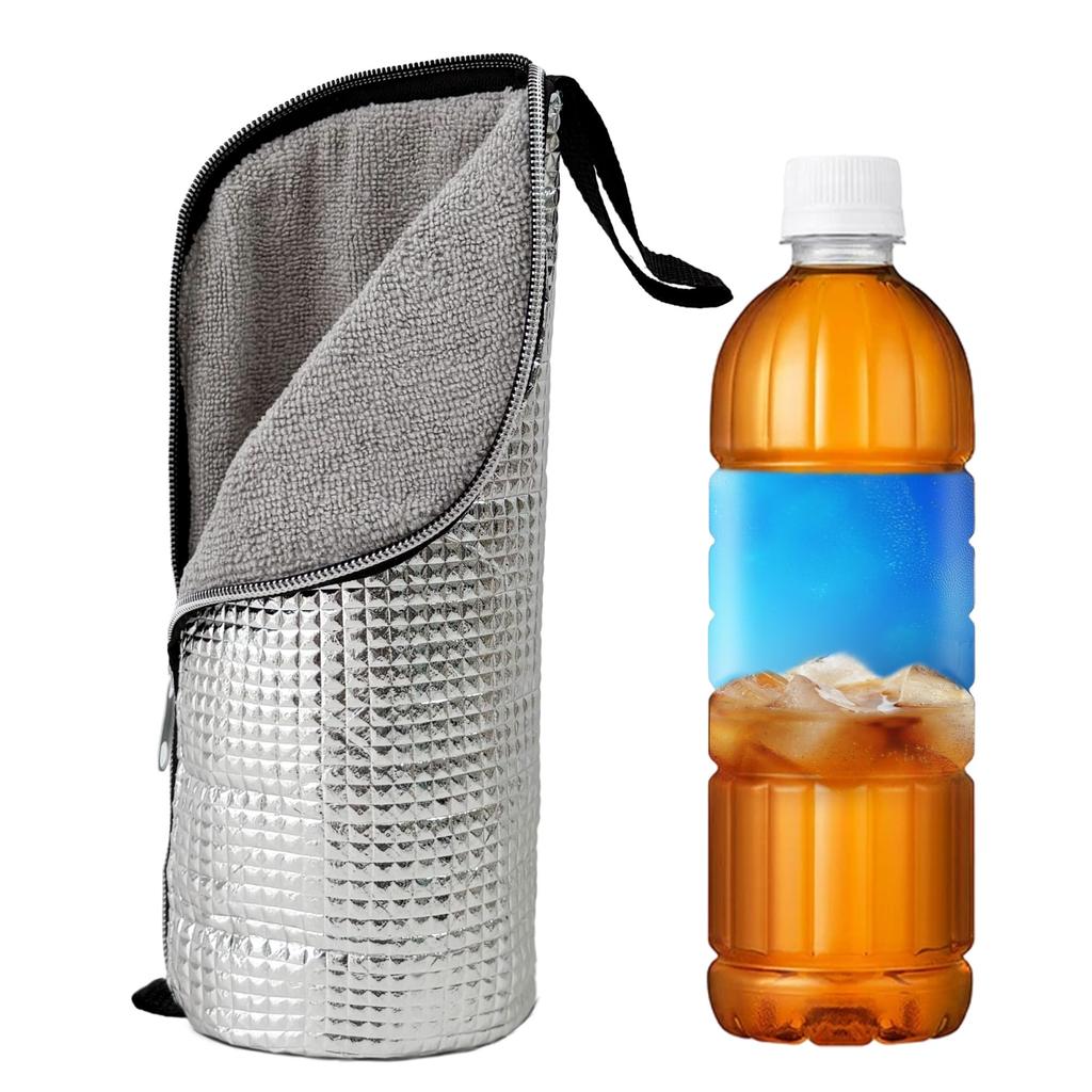GOKEI PET Bottle Keeps Ice Cold for 9 Aluminum Insulates PET Bottles Up To Keeps Ice Shock Prevents 1 Piece Cover, Anti-Condensation, Hours, Finish,