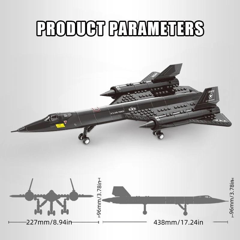 Non-Toxic Military Technical Usa Sr71 Blackbird Stealth Supersonic Reconnaissance Aircraft Building Blocks Fighter Model Brick Kids Toys