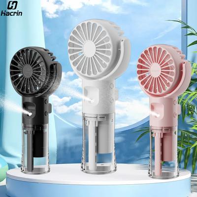 Tragbarer Luftbefeuchter-Ventilator, Mini-Hand-Wassernebel-Ventilator, tragbarer, über USB wiederaufladbarer Handventilator mit Luftbefeuchter-Spray, Mini-Handventilator