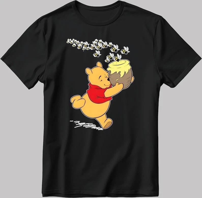 Winnie The Pooh Short Sleeve WhiteBlack Unisexs S