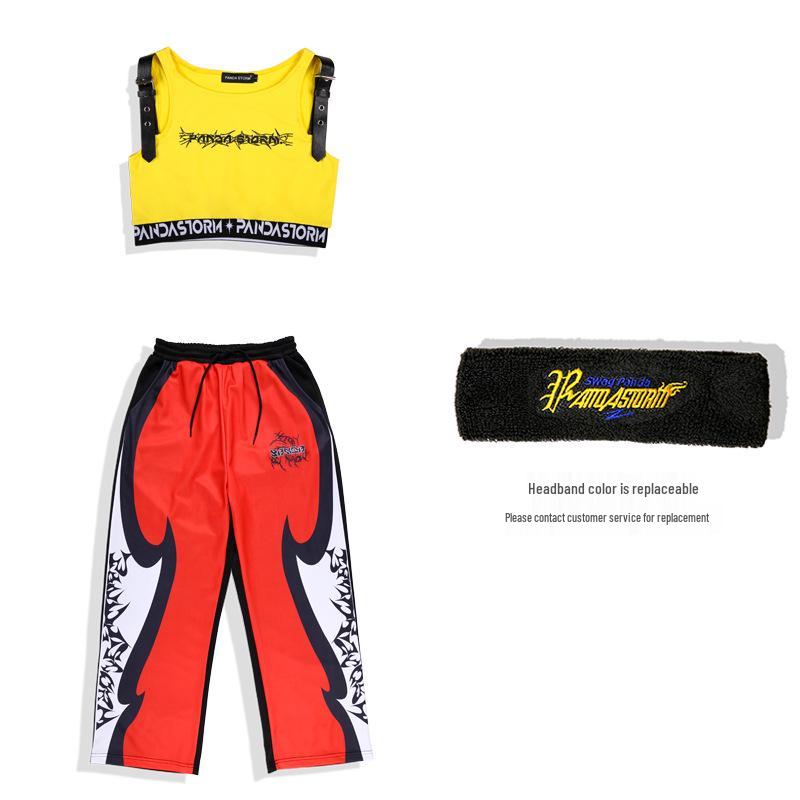 Kids' Hip Hop Street Dance Performance Outfit - Jazz Dance Fashion Show Drum Set Vest and T-shirt for Boys and Girls