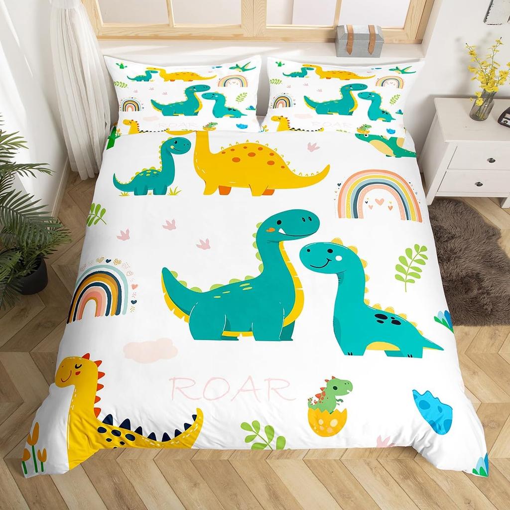 Comforter Dinosaur Boys Girls Cute Cartoon Wild Dino Bedding Set For Kids Jungle Animals Comforter Kawaii