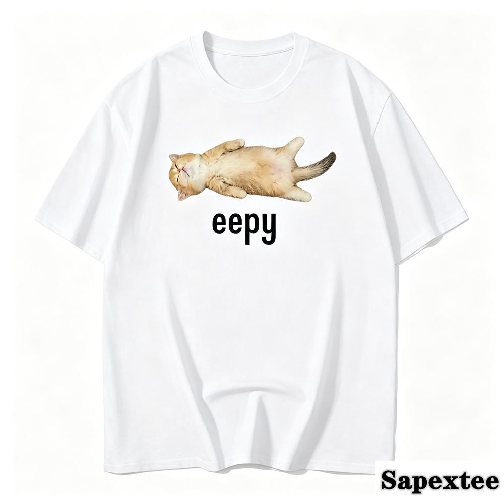 Unisex Tshirt Eepy Cat Sleepy Cat Meme Awesome Tee Shirt Short Sleeve T Shirts Round Neck Clothing Gift Idea 2027
