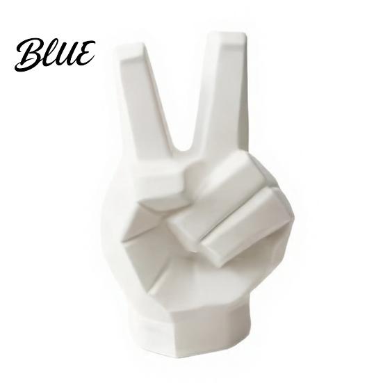 Unique Photo Props 3D Printed Victory Gesture Hand Sculpture Modern Resin Statue for Home Office Niche Accents Desk Decor Creative Geometric Finger
