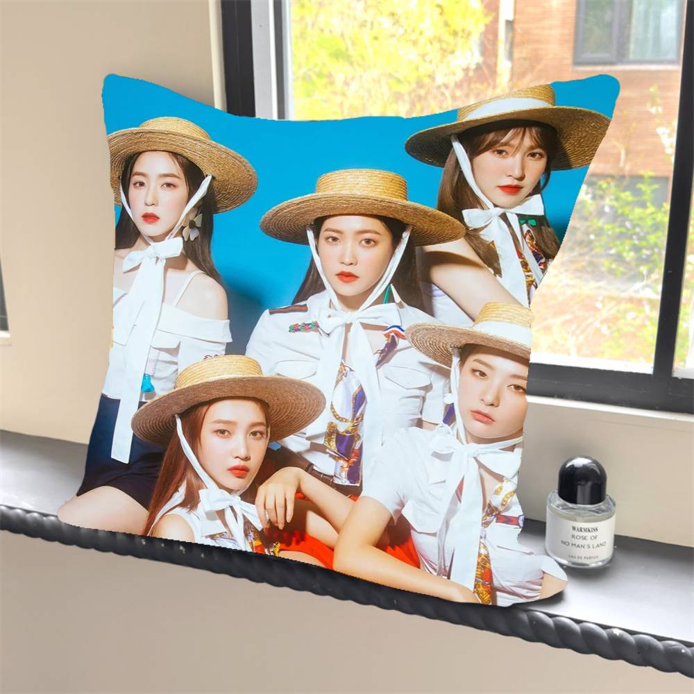 1 Stück Kpop R-Rot V-Samt Klassische Kissenhülle Quadratisch Schlafzimmer Sofa Freizeit Komfort Kissen Auto Heimdekoration Kissenbezug 40x40