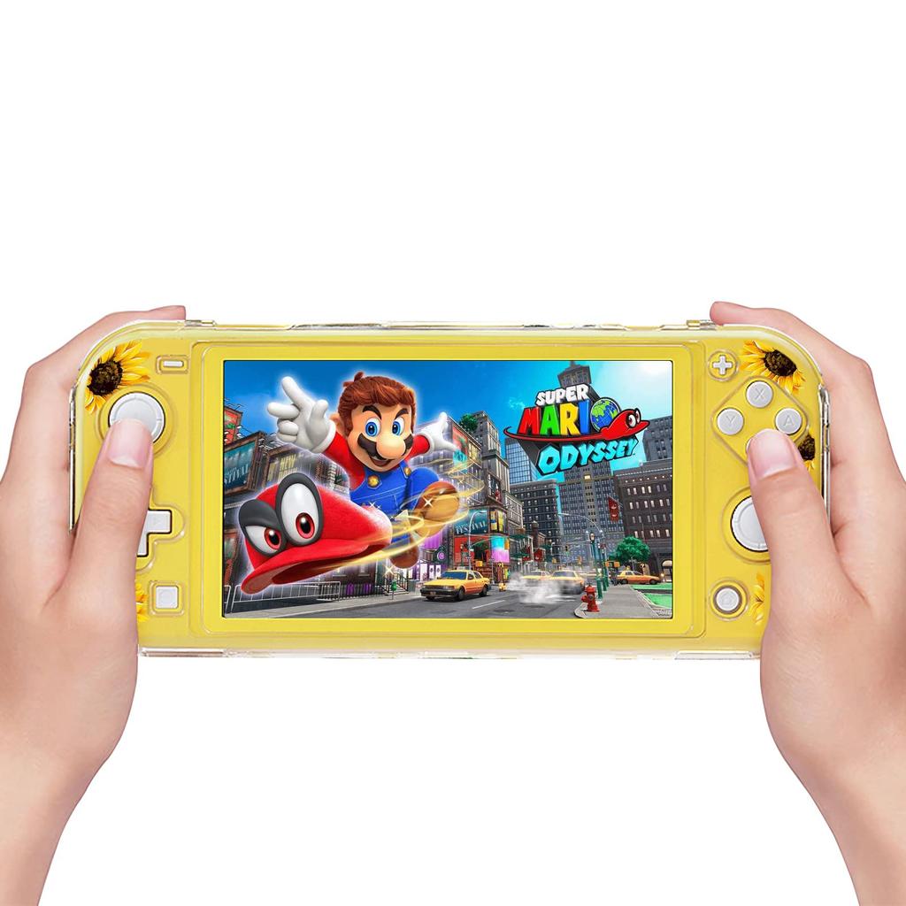DLseego Switch Lite Transparente Removível PC Completo Fácil Bonito Estampa Girassol Design Capa, Cobertura, À Prova de Choque, Resistente a Arranhões, Proteção, Remoção,