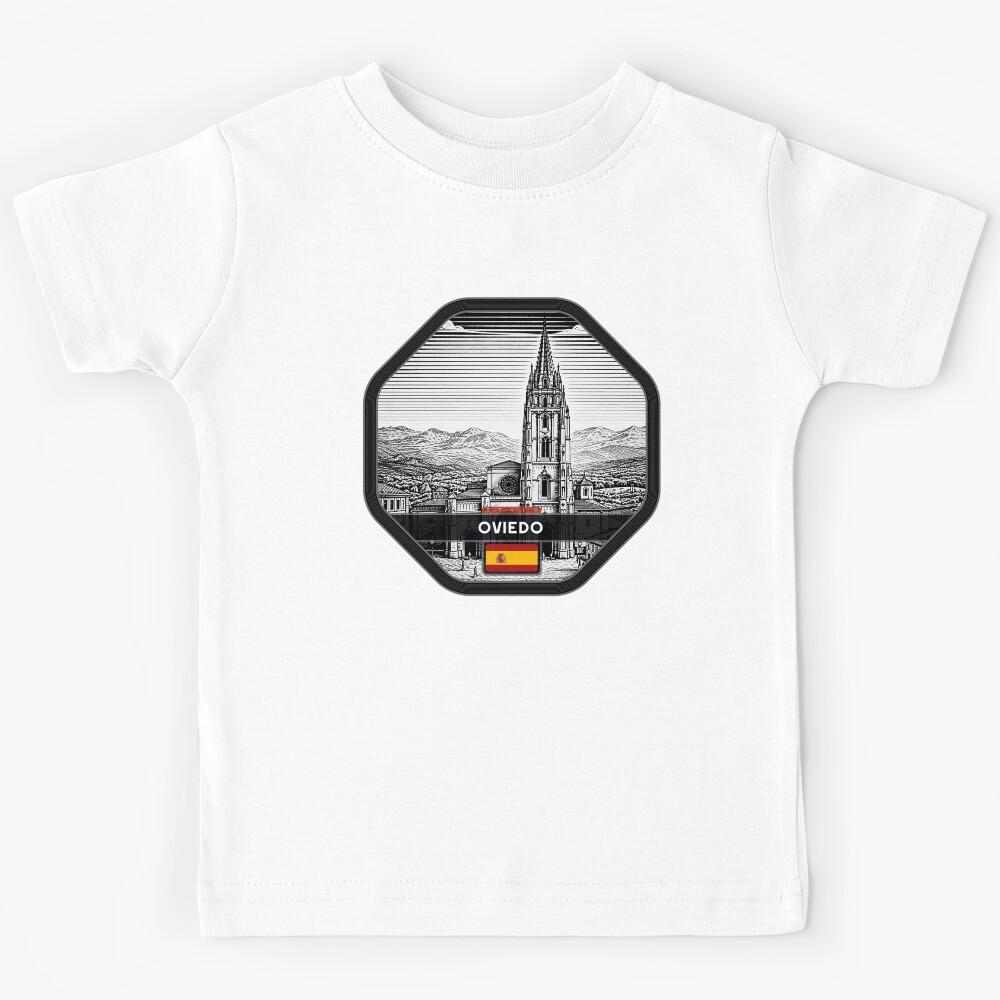 Oviedo Spain Linocut Style Kids T-Shirt 110
