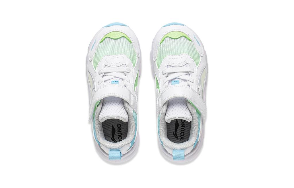 Li Ning YOUNG Starlight Cushioning, Wear Resistant Low Top Kids Lifestyle Shoes White Green Pre School YKNU028-5