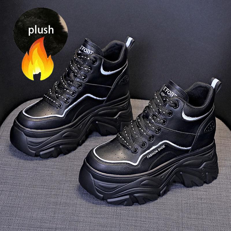 Новые модные 8 см натуральная кожа высокие женские туфли на платформе танкетке ботильоны — фото 6