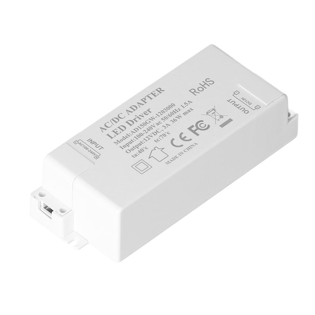 36W LED Driver Input AC100-240V Output DC12V 3A DIY Indoor Lamp Driver Transformer for G4 MR11 MR16