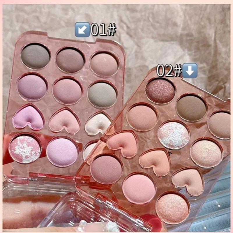 Calculator Love Eyeshadow Palette 12 Colors Matte Pearlescent Glitter Non-Flying Powder Earth Color Eyeshadow