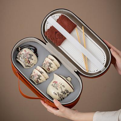 Travel Kung Fu Tea Set Small Set Portable Outdoor Single Camping Tea Drinking Equipment Ceramic Tea Pot Kuaike Cup