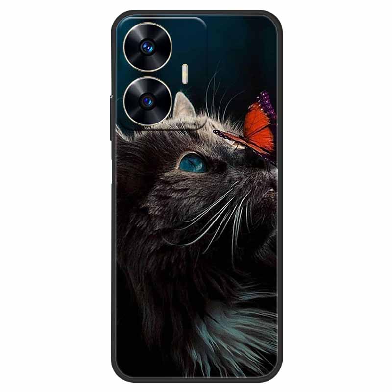 Phone Cover For Realme C55 Case Black Silicone Fundas For Realme C55 RMX3710 TPU Soft Back Coque Star Painted on RealmeC55 C 55