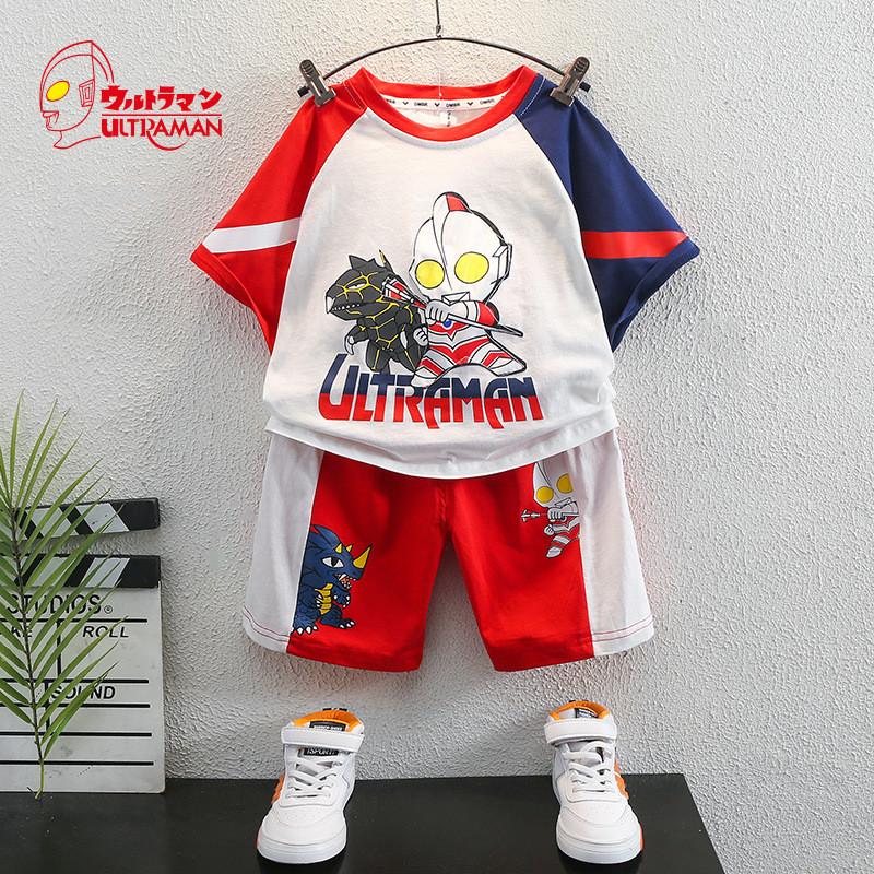 Trendy Ultraman Boys Summer Outfit For Kids Stylish Two-piece Set For Ages 3 To 8