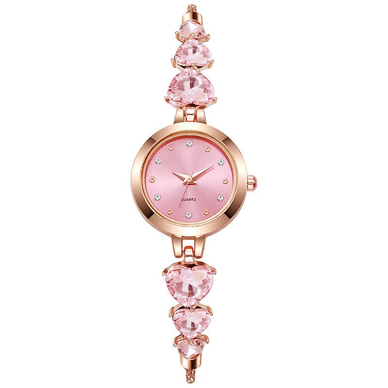 

Fashion Heartshaped Quartz Watch For Women With Rhinestone Accents And Drawstring Band рожевий