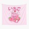 Arazzo Carino al Latte di Fragola Cartone Animato Rosa Fragola Appeso a Parete Arte per Stanza di Bambine Adolescenti Decorazione Coperta da Parete Rosa