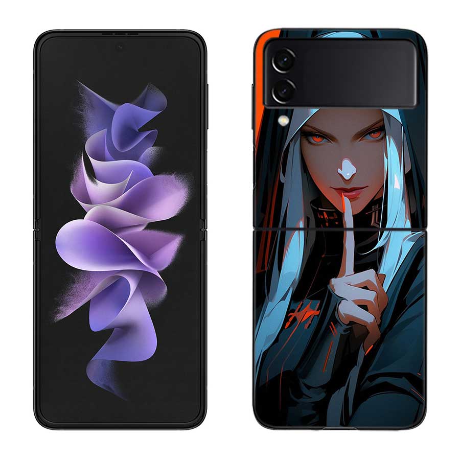 Dark Nun Phone Case For Samsung Z Flip 7 6 5G Galaxy Z Flip 5 4 3 Black Hard Cell Cover Luxury PC Shell Coque