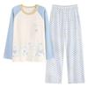 Women's Cloud Cotton Long-Sleeve Pajama Set with Chest Pads - Cute Cartoon Design for Autumn/Winter