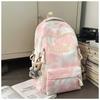 The new schoolbag is high-value, fresh and sweet, literary tie-dye backpack, couple contrasting colors, light travel backpack.