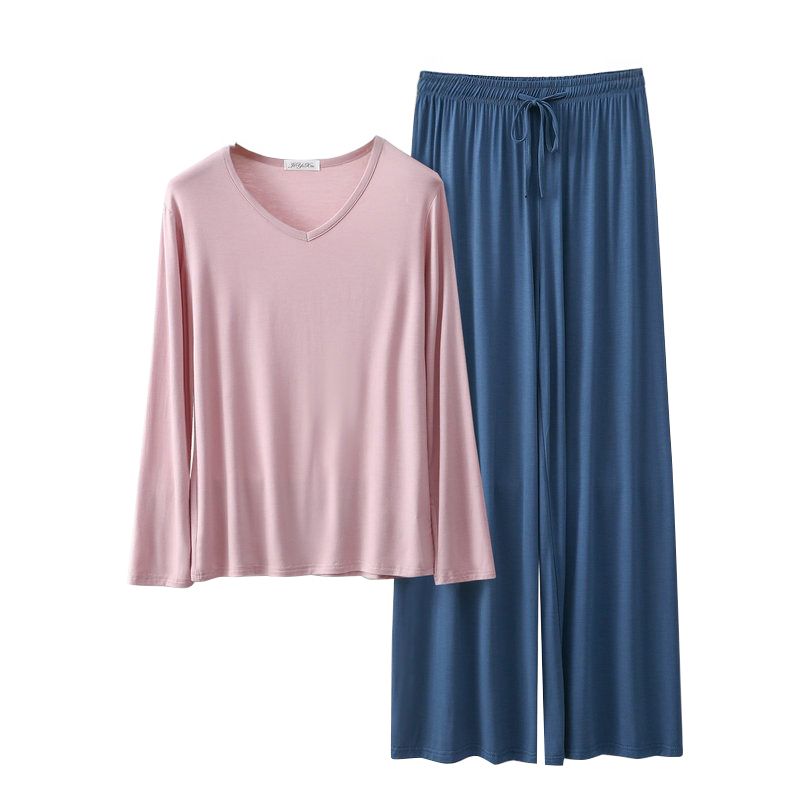 Women's Loose Casual Pajama Sets V-neck T-shirt and Drawstring Pants