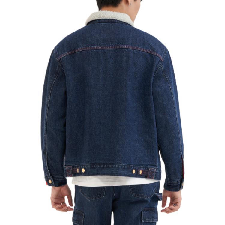 Levis Solid Color Single-Breasted Thick Long Sleeve Denim Jacket Men Jackets Blue A7369-0000