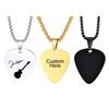Vnox Free Personalized Name Guitar Picks Necklaces for Men Women,Custom Guitar Plectrum Pendant with Box Chain,Music Lovers Gift