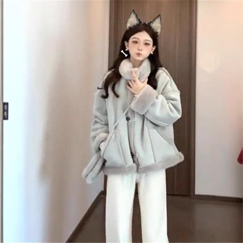 

Women s 2024 Winter Loose Lambswool Fleece Coat Small