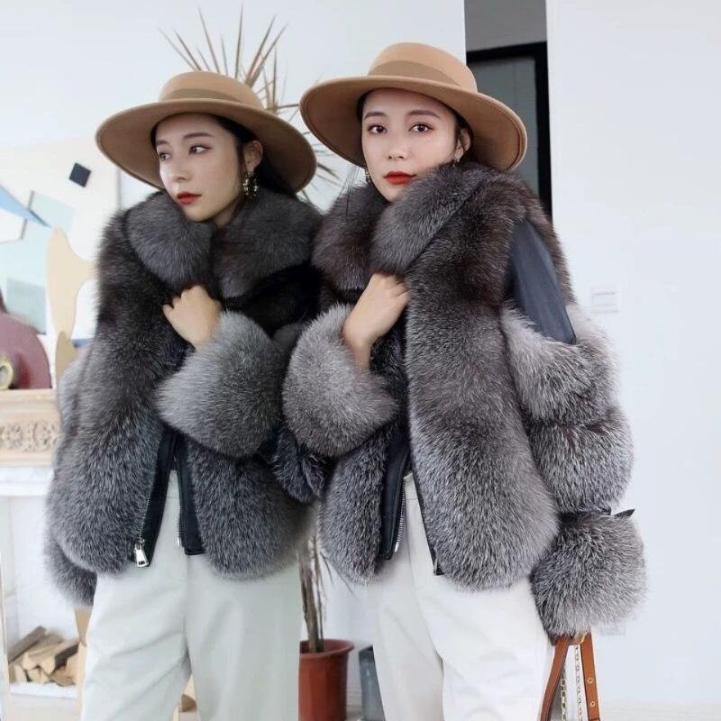 Winter New Imitation Fur Fox Fur Jacket Women's Short Locomotive Clothing Light Fashion Trend Cotton Warm