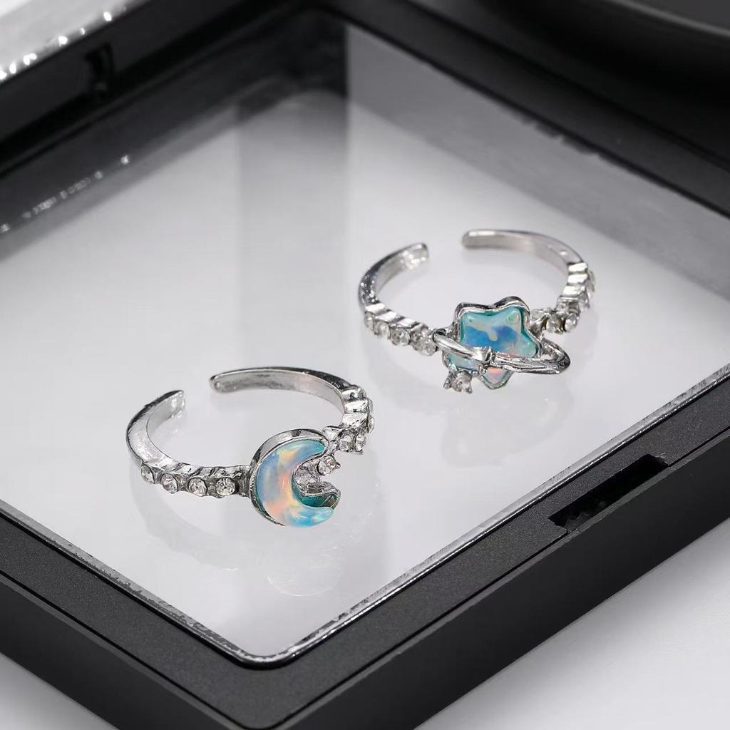Blue Star Moon Adjustable High-End Index Finger Ring Jewelry