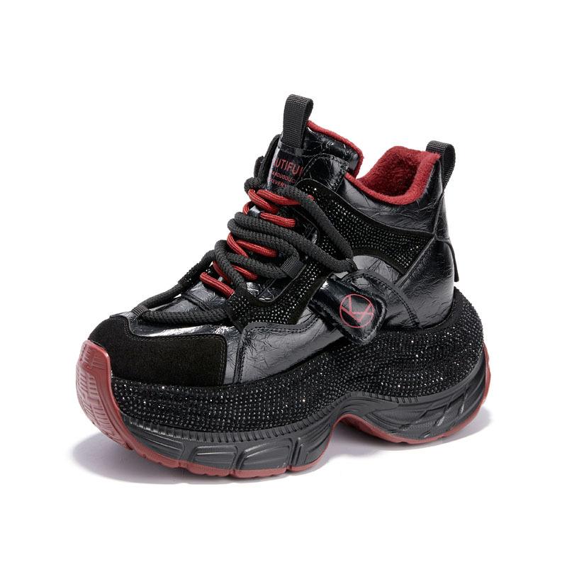 Small Thick-soled Inner Height Increase Fashionable Rhinestone Dad Shoes Women's Autumn New Casual Shoes Versatile Tide