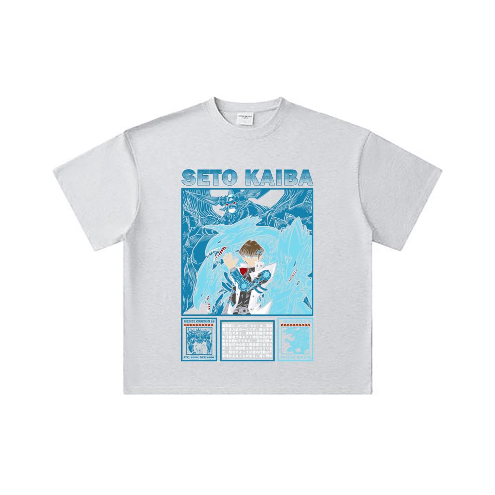 260 GSM Double Yarn 32 Count 100% Cotton Yu-Gi-Oh V6 Seto Kaiba Print Unisex Heavy Cotton T Shirt