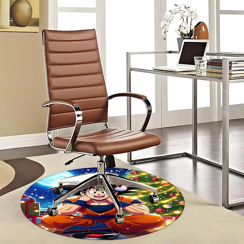 

1pc Dragon Ball Z Goku Christmas Round Carpet - Anime Design, Holiday Gift, Office Chair Mat, Non-Slip Rug for Home Decor, Living Room 80cm