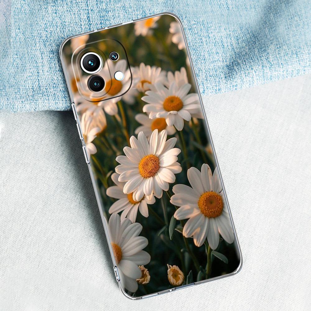 Phone Case For Xiaomi Mi 15 14 13 12 11 Lite 15T 13T 12T Pro Poco X7 X6 X5 Pro 5G X3 NFC F7 F6 F5 Cover Soft Pale Little Flower