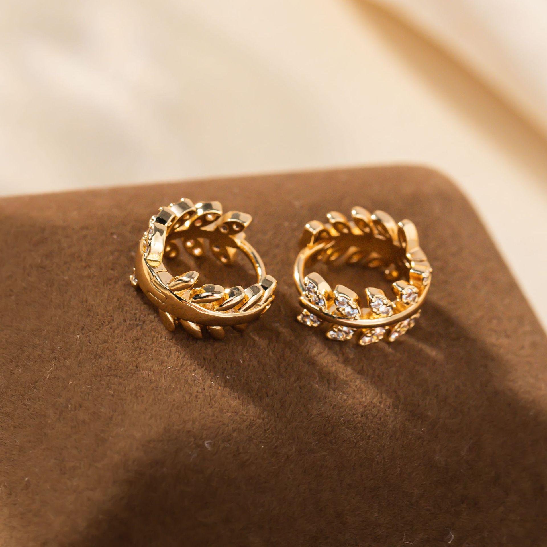 Luxury Zircon Wheat Ear Studs – Elegant European American Inspired Earrings