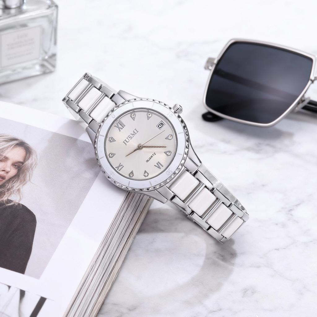 Fashion Simple Ladies Quartz Watch Round Case Rhinestone Scale, Suitable for Daily Wear, Anniversary, Christmas Gift